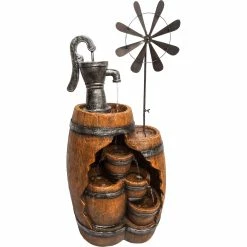 Best Pirce ✔️ Alpine Barrel Fountain With Pump And Windmill 👏