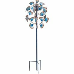 Buy 👏 Evergreen 50.7 In. Patina Gingko Leaves Wind Spinner 😀