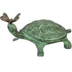 Cheap 😉 Evergreen Turtle And Butterfly Verdigris Metal Garden Statuary ⌛