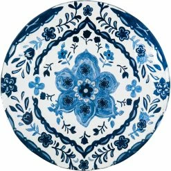 Flash Sale ❤️ Evergreen 18 In. Hand Painted Embossed Glass Blue Pattern Bird Bath 👏