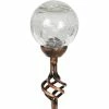 Brand new ⌛ Exhart Solar Crackle Glass Ball Garden Stake Metal Finial 4 X 31 In. 🔔