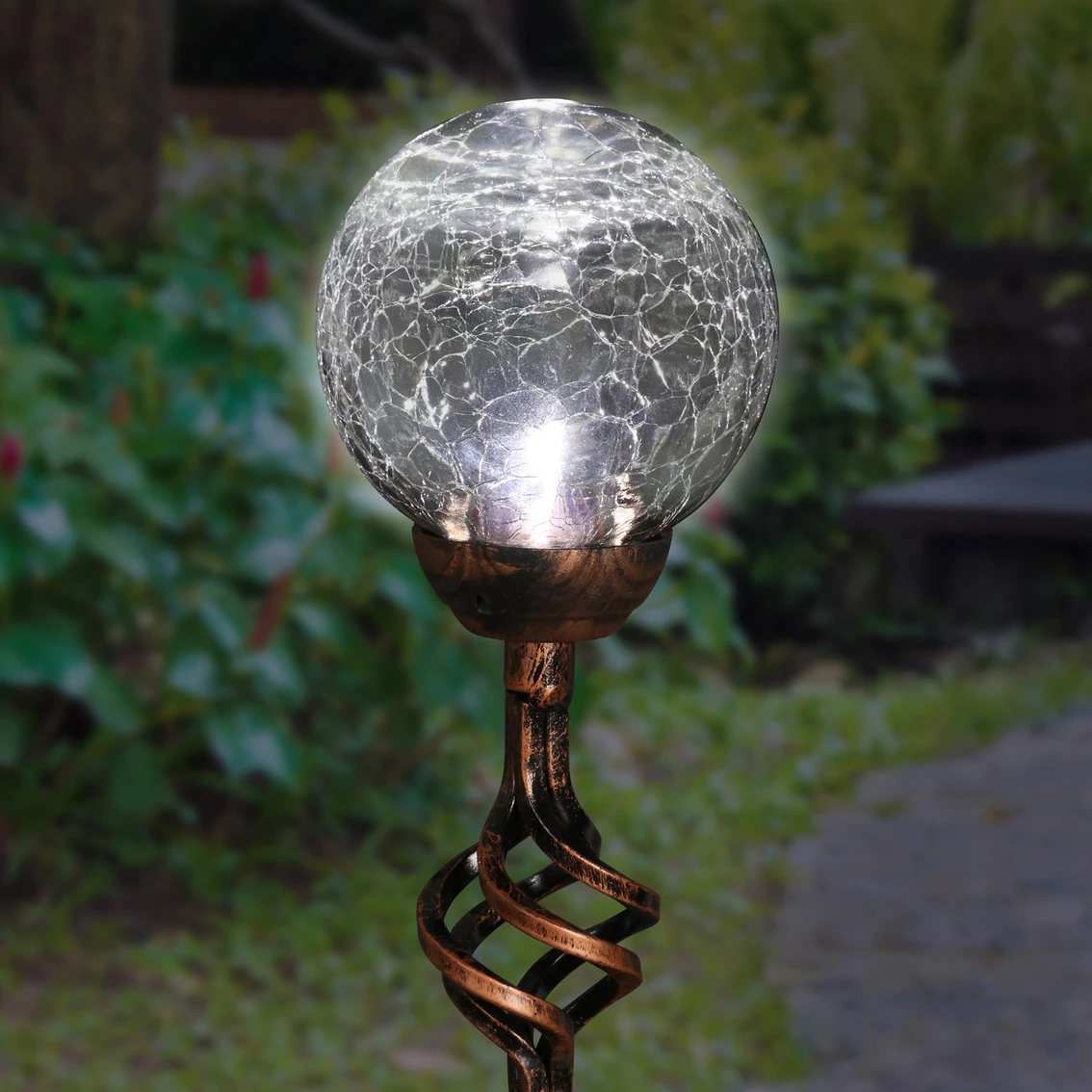 Brand new ⌛ Exhart Solar Crackle Glass Ball Garden Stake Metal Finial 4 X 31 In. 🔔 3 Brand new ⌛ Exhart Solar Crackle Glass Ball Garden Stake Metal Finial 4 X 31 In. 🔔 - Image 3