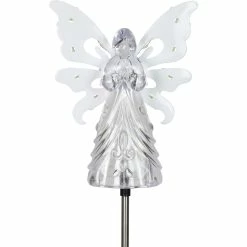 Buy 👍 Exhart Solar Clear White Acrylic Angel Stake ❤️