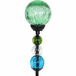 Wholesale 😀 Exhart Solar Green Crackle Glass Ball 4 X 30 In. Garden Stake 👏