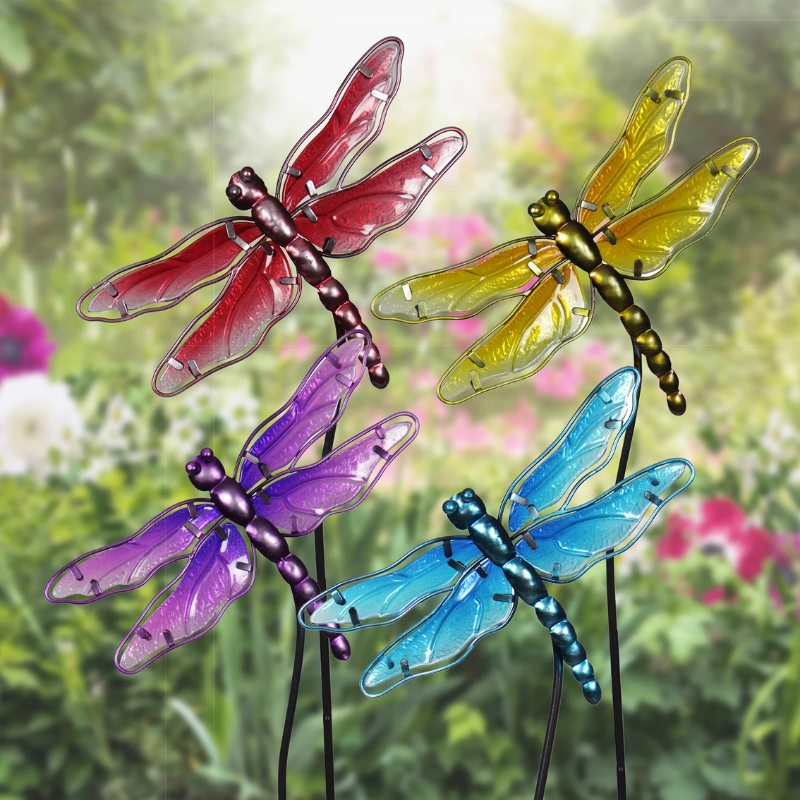 Outlet โ๏ธ Exhart Four Piece Glass Dragonfly Garden Stake Set 9 X 26 In. ๐ฅฐ 2 Outlet โ๏ธ Exhart Four Piece Glass Dragonfly Garden Stake Set 9 X 26 In. ๐ฅฐ - Image 2