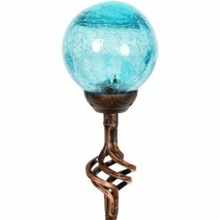 Budget 😉 Exhart Solar Blue Crackle Glass Ball 31 In. Garden Stake ✨
