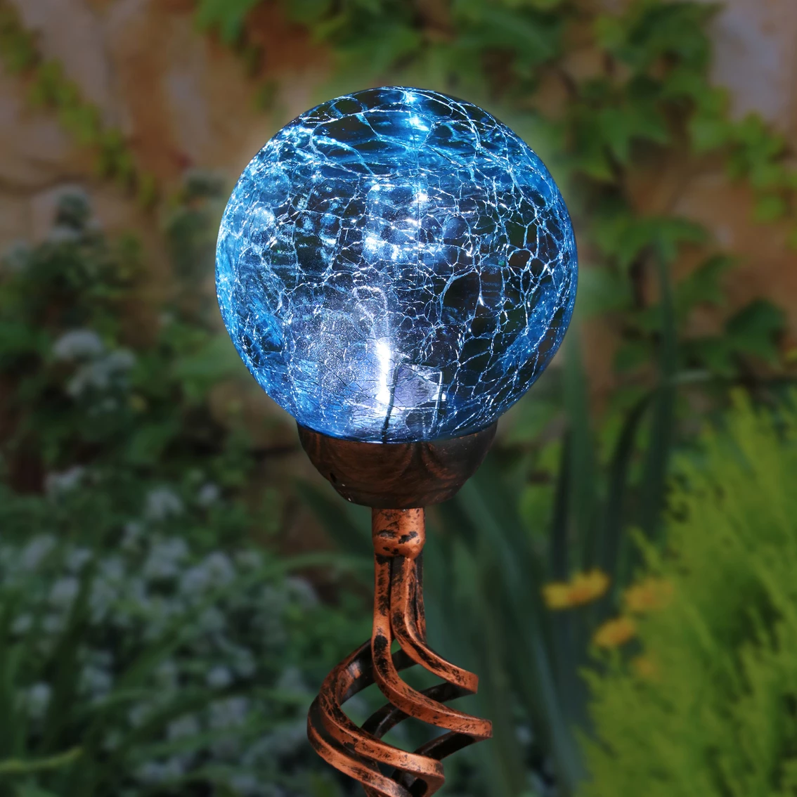 Budget ๐ Exhart Solar Blue Crackle Glass Ball 31 In. Garden Stake โจ 3 Budget ๐ Exhart Solar Blue Crackle Glass Ball 31 In. Garden Stake โจ - Image 3