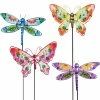 Cheap 👍 Exhart Painted Glass Metal Butterfly And Dragonfly Garden Stakes 4 Pc. Set 😀