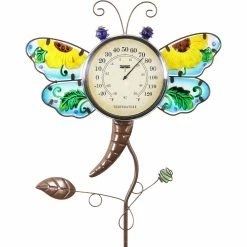 Best reviews of ⭐ Exhart Dragonfly Thermometer Hand Painted Garden Stake 👍
