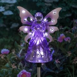 Brand new 🎁 Exhart Solar LED Lit Purple Acrylic Angel With Wings Metal Garden Stake ✔️ -Patio Garden Garage Shop unnamed file 266