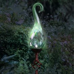 Best Sale 👍 Exhart Solar Hand Blown Pearlized Glass Spiral Flame Garden Stake 🤩 -Patio Garden Garage Shop unnamed file 278