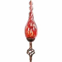 Flash Sale 🥰 Exhart Solar Hand Blown Glass Twisted Flame Garden Stake 👍