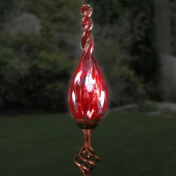 Flash Sale 🥰 Exhart Solar Hand Blown Glass Twisted Flame Garden Stake 👍 -Patio Garden Garage Shop unnamed file 281