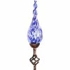 Brand new 👏 Exhart Solar Hand Blown Pearlized Blue Glass Twisted Flame Garden Stake 😉