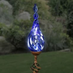 Brand new 👏 Exhart Solar Hand Blown Pearlized Blue Glass Twisted Flame Garden Stake 😉 -Patio Garden Garage Shop unnamed file 290