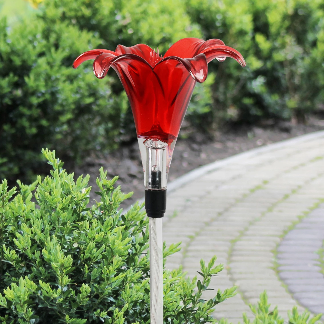 Best Sale 💯 Exhart Solar Plastic Red Lily Garden Stake 👏 2 Best Sale 💯 Exhart Solar Plastic Red Lily Garden Stake 👏 - Image 2