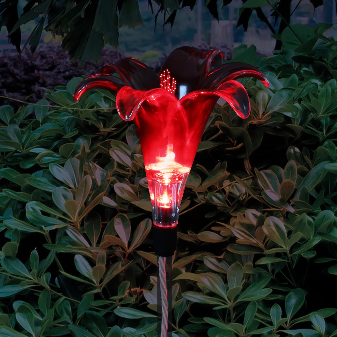 Best Sale 💯 Exhart Solar Plastic Red Lily Garden Stake 👏 3 Best Sale 💯 Exhart Solar Plastic Red Lily Garden Stake 👏 - Image 3