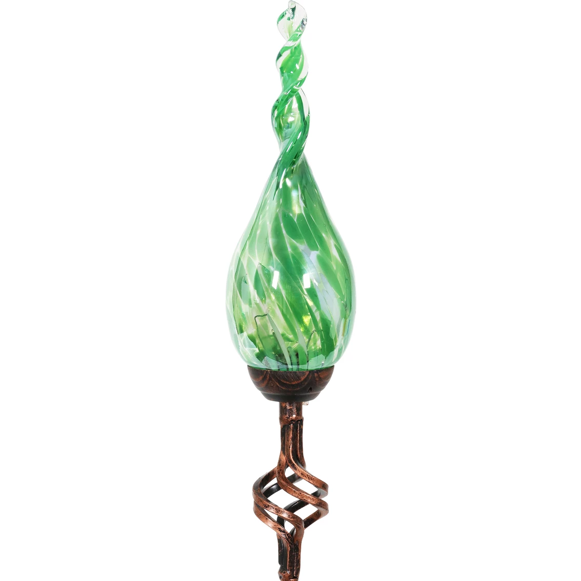 Wholesale ๐ Exhart Solar Pearlized Hand Blown Green Glass Twisted Flame Garden Stake ๐ 1 Wholesale ๐ Exhart Solar Pearlized Hand Blown Green Glass Twisted Flame Garden Stake ๐