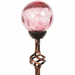 Coupon 😉 Exhart Solar Purple Crackle Glass Ball Garden Stake 🌟
