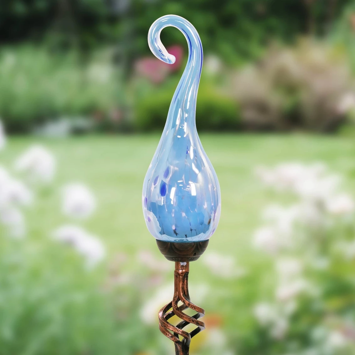 Best Sale 🌟 Exhart Solar Pearlized Glass Spiral Flame Garden Stake 💯 2 Best Sale 🌟 Exhart Solar Pearlized Glass Spiral Flame Garden Stake 💯 - Image 2