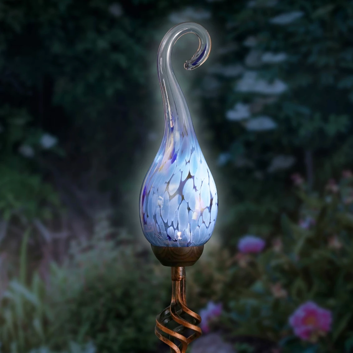 Best Sale 🌟 Exhart Solar Pearlized Glass Spiral Flame Garden Stake 💯 3 Best Sale 🌟 Exhart Solar Pearlized Glass Spiral Flame Garden Stake 💯 - Image 3