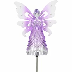 Cheapest ๐ Exhart Solar Purple Acrylic Angel Stake With 13 LEDs ๐