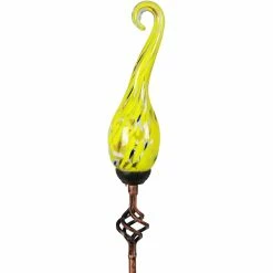 Deals 🎉 Exhart Solar Hand Blown Yellow Glass Spiral Flame Garden Stake ✨