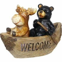 Outlet 👏 Exhart Solar Rowing Buddies Welcome Canoe Statue 👍