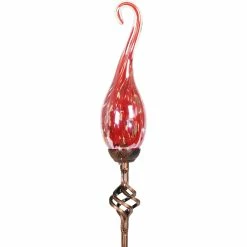 Cheap ๐ฏ Exhart Solar Hand Blown Red Glass Spiral Flame Garden Stake โ๏ธ
