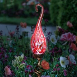 Cheap 💯 Exhart Solar Hand Blown Red Glass Spiral Flame Garden Stake ✔️ -Patio Garden Garage Shop unnamed file 350
