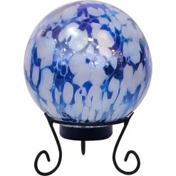 Top 10 😀 Alpine 8 In. Diameter Indoor/Outdoor Blue And White Glass Gazing Globe With Lights 🎁
