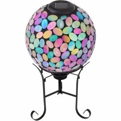Best reviews of ⌛ Alpine Solar Powered Pink Glass Mosaic Gazing Globe With LED Lights And Metal Stand ⭐