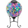 Promo ⌛ Alpine Outdoor Solar Powered Glass Mosaic Gazing Globe With Metal Stand ✨