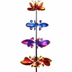 Best Sale โญ Exhart Lotus Flower Wind Spinner Garden Stake With 4 Metallic Flowers ๐