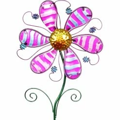 Promo 🛒 Exhart Whimsical Purple Flower Glass And Metal Garden Stake 🧨