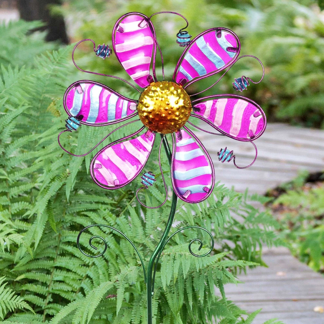 Promo ๐ Exhart Whimsical Purple Flower Glass And Metal Garden Stake ๐งจ 2 Promo ๐ Exhart Whimsical Purple Flower Glass And Metal Garden Stake ๐งจ - Image 2