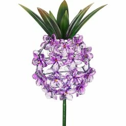 Brand new 🔥 Exhart Solar Acrylic Flower And Metal Pineapple 6 In. X 34 In. Garden Stake ✔️