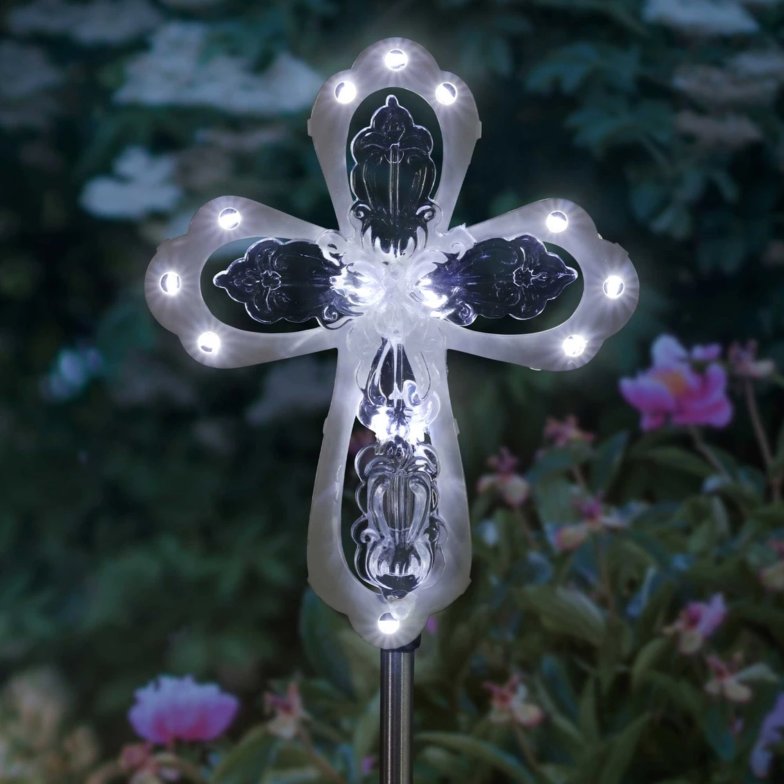 Best Sale ๐ Exhart Solar Acrylic And Metal White Cross Garden Stake With Twelve LED Lights ๐ 2 Best Sale ๐ Exhart Solar Acrylic And Metal White Cross Garden Stake With Twelve LED Lights ๐ - Image 2