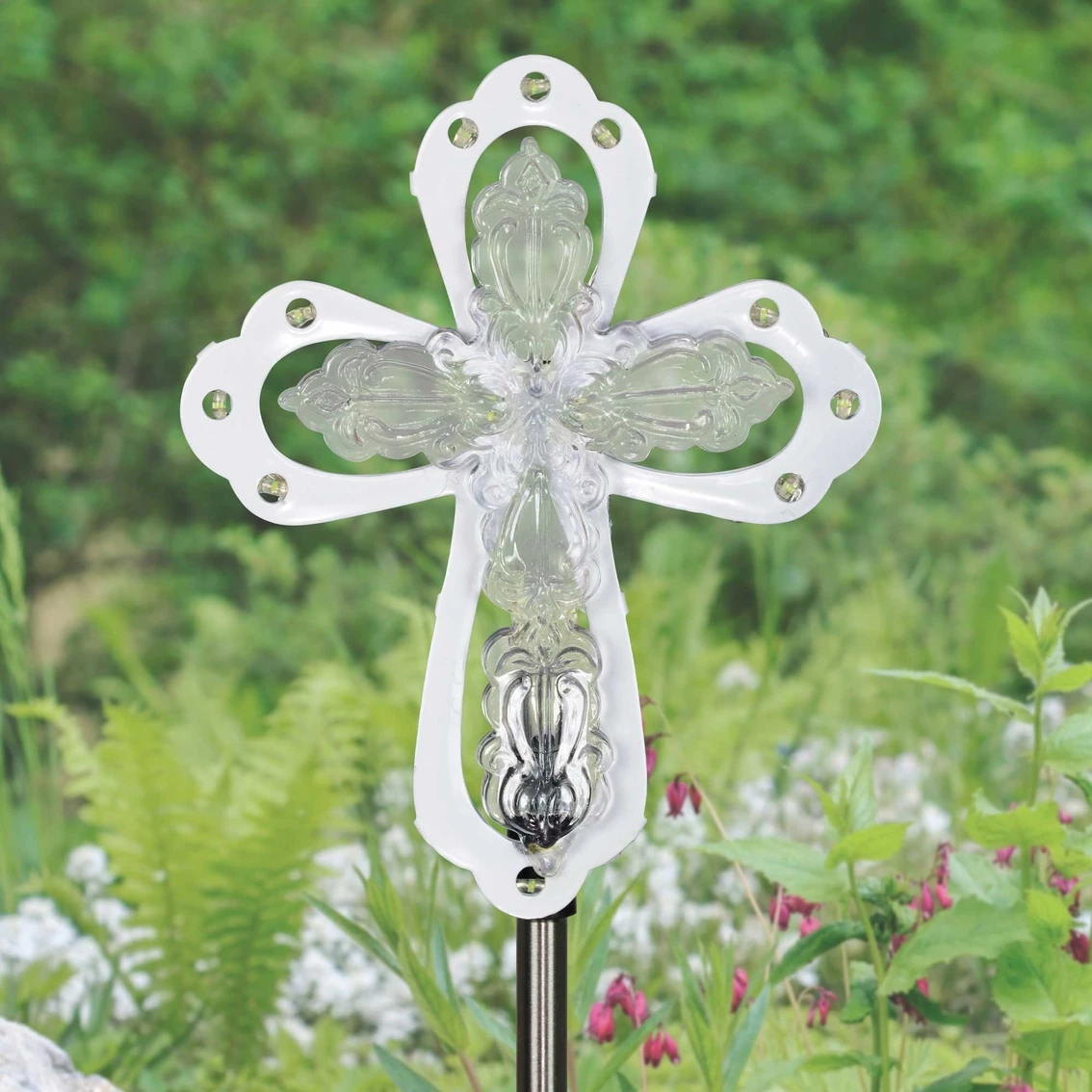Best Sale ๐ Exhart Solar Acrylic And Metal White Cross Garden Stake With Twelve LED Lights ๐ 3 Best Sale ๐ Exhart Solar Acrylic And Metal White Cross Garden Stake With Twelve LED Lights ๐ - Image 3