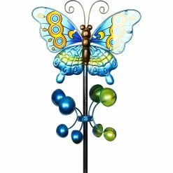 Wholesale 😉 Exhart Hand Painted Butterfly Wind Spinner Garden Stake ✔️