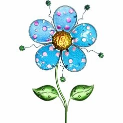Wholesale 😀 Exhart Whimsical Flower Garden Stake Made Of Glass And Metal, 11 X 36 In. 😍