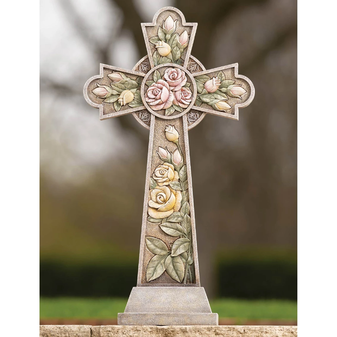 Best Pirce 🤩 Roman Garden Cross With Roses 26 In. 🎉 1 Best Pirce 🤩 Roman Garden Cross With Roses 26 In. 🎉