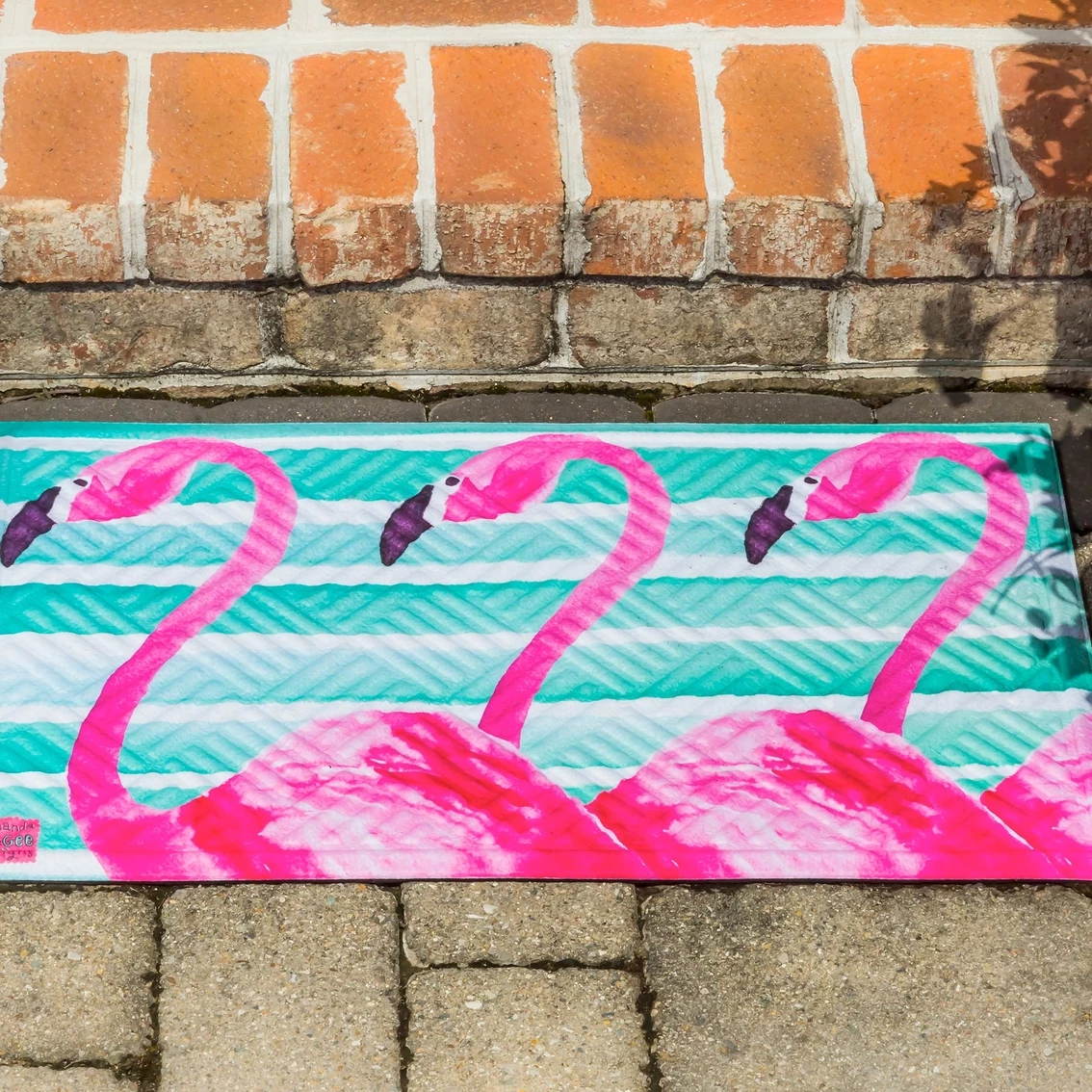 Discount 🔔 Evergreen Flamingo Stripes Embossed Mat 😉 2 Discount 🔔 Evergreen Flamingo Stripes Embossed Mat 😉 - Image 2