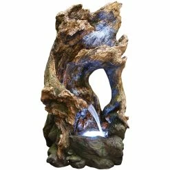 Outlet 🔔 Alpine 39 In. Tree Trunk Fountain With LED Lights ⭐