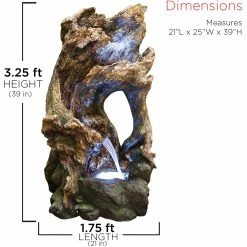 Outlet 🔔 Alpine 39 In. Tree Trunk Fountain With LED Lights ⭐ -Patio Garden Garage Shop unnamed file 971