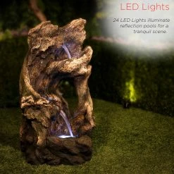 Outlet 🔔 Alpine 39 In. Tree Trunk Fountain With LED Lights ⭐ -Patio Garden Garage Shop unnamed file 972