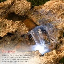 Outlet 🔔 Alpine 39 In. Tree Trunk Fountain With LED Lights ⭐ -Patio Garden Garage Shop unnamed file 973