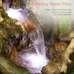 Outlet 🔔 Alpine 39 In. Tree Trunk Fountain With LED Lights ⭐ -Patio Garden Garage Shop unnamed file 974